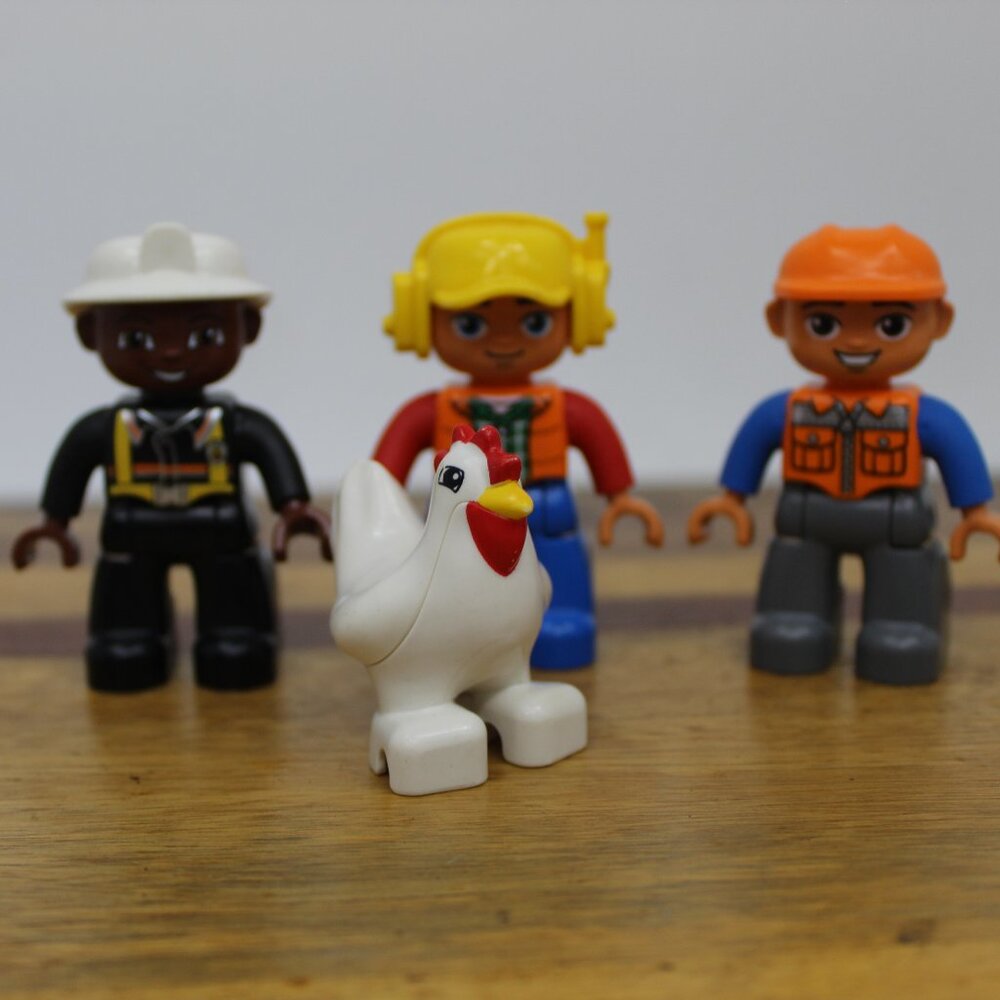 Lego Duplo Construction, Firefighter Excavator Operator & Chicken Figurine